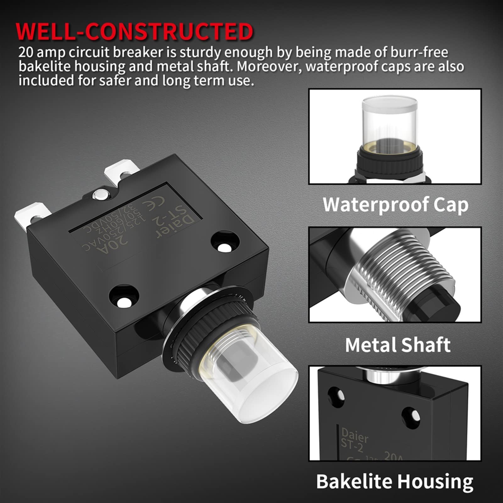 60 Amp Marine Circuit Breaker 400 AMP 3 Pole Automatic Circuit Breaker ...