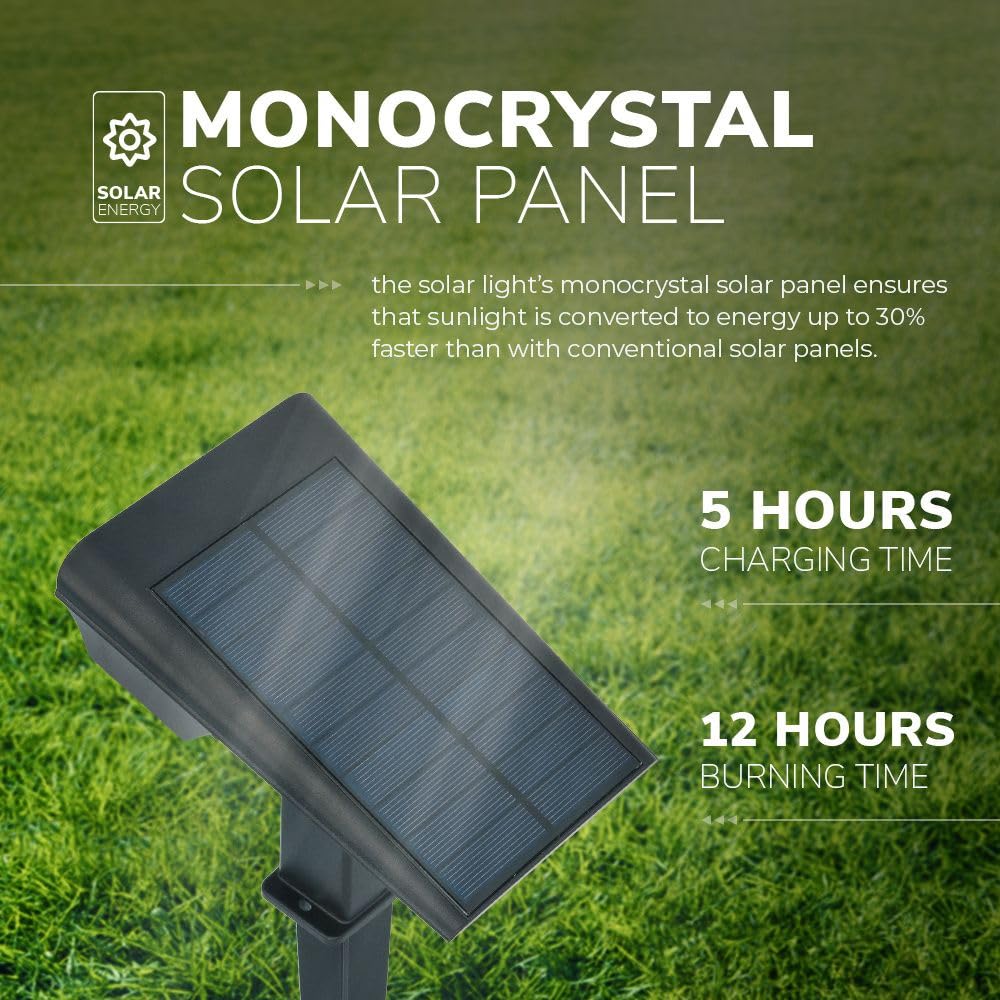HOFTRONIC - Solar Gartenstrahler Odessa Superhell 300 Lumen IP65 Wasserdicht 3000K LED Solarlampen für Außen Solarleuchte 6 Stücke mit Erdspieß Solar Strahler Wintersolar Solarpanel Warmweiß