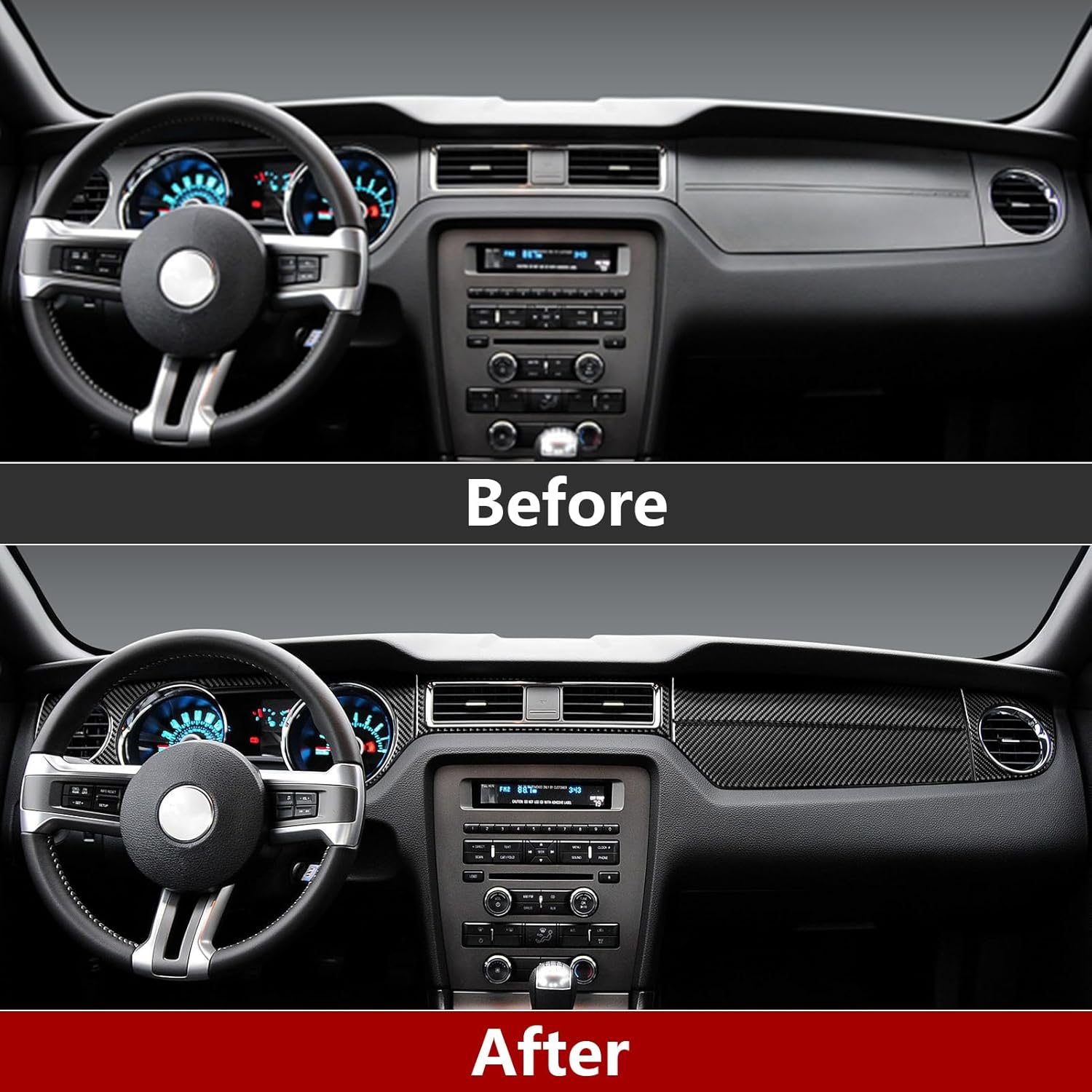 Car Carbon Fiber Sticker for Ford Mustang GT Shelby 2009 2010 2011 2012 2013 2014 Center Consoles Instrument Panel Accessories