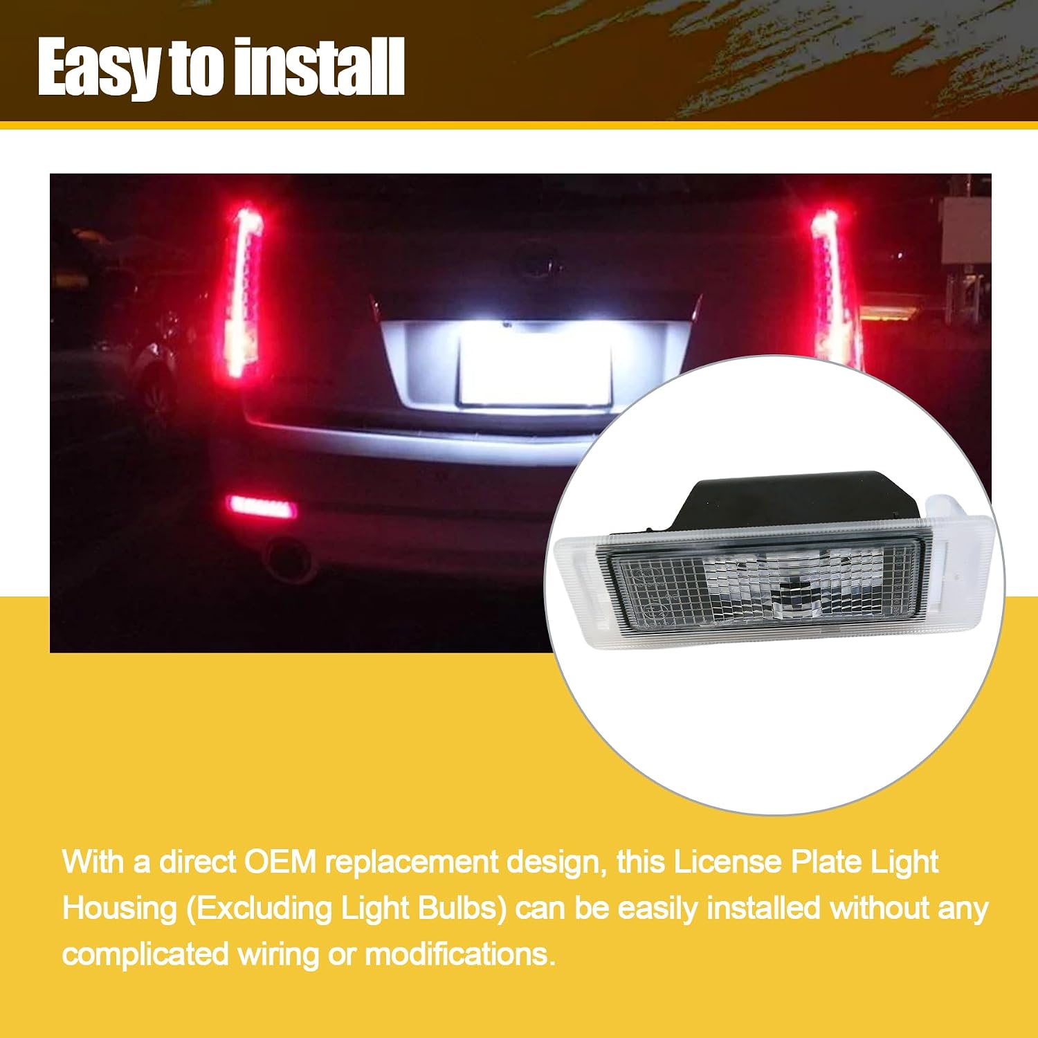 2PCS 13502178 License Plate Light Housing Fit for Cadillac CTS ELR XTS SRX for Chevy for Buick Encore Enclave Verano LaCrosse Envision Allure