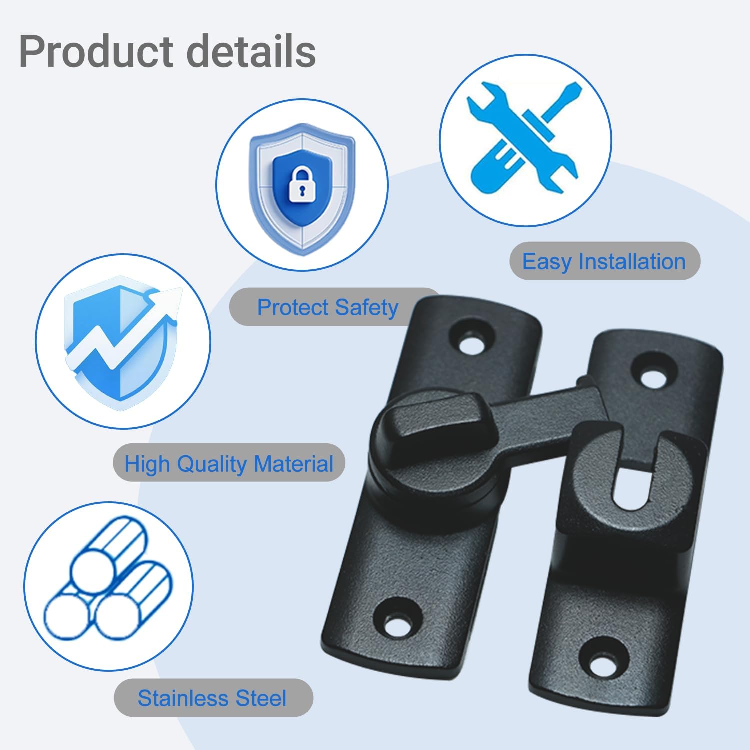 Upgraded Barn Door Lock - 90/180 Degree Flip Door Latch, Protecting Safety Sliding Gate Latches for Barn, Garden, Bathroom, Cabinet, Window, Sliding Door