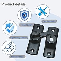 Vista 3 de Cerradura de puerta de granero mejorada: pestillo de puerta abatible de 90/180 grados, que protege los cierres de puerta corredera de seguridad