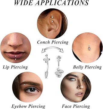 Labret/helix/tragus piercing in chirurgisch staal met een ovale kristal