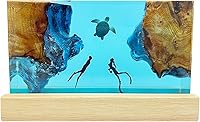 Handmade Ocean Resin Night Light with Turtles & Divers - USB Powered Atmospheric Lamp, Art Decor & Birthday Gift