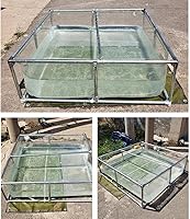 Vista 3 de Piscina sobre el suelo, estanque de peces visible transparente fácil de observar con soporte de acero inoxidable para la cría de piscinas de niños