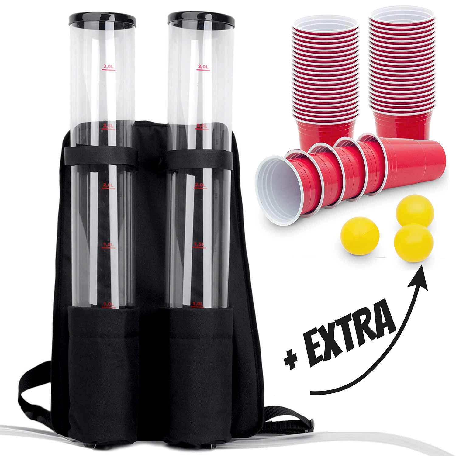 L'icône - Duo Sac à dos à bière Double sac à dos pour boissons 2 x 3 litres de capacité (sac à dos à bière 6 litres + 50 coupes)