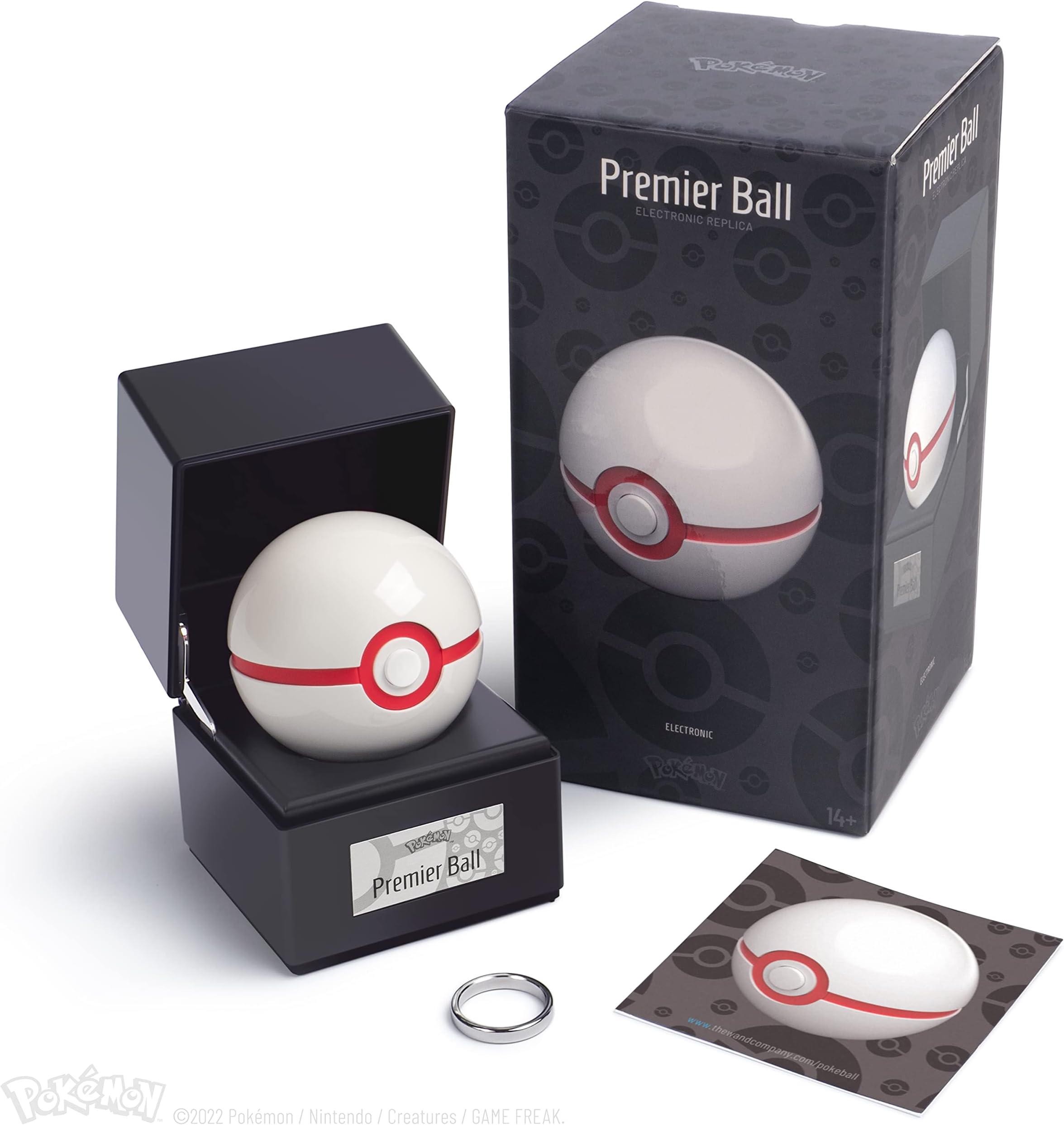 The Wand Company Original Poké Ball Authentic Replica - Realistic, Electronic, Die-Cast Poké Ball with Display Case Light Features – Officially Licensed by Pokémon