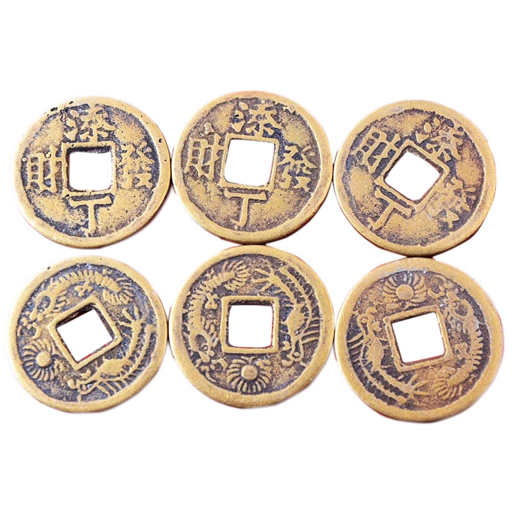 6pcs Chinese Coins Feng Shui Dragon And Phoenix Meaning More