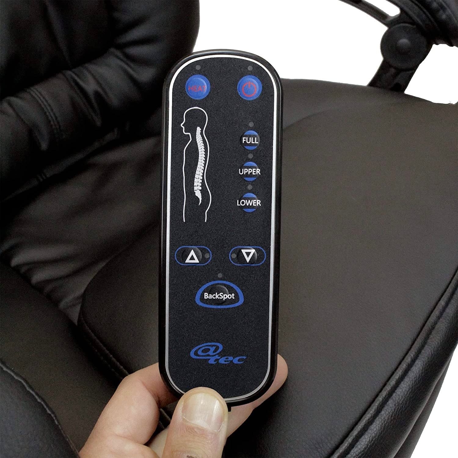 @tec Tiga Deluxe Chefsessel mit Massagefunktion und Wärme, Bürosessel mit kräftiger Shiatsu Massage, Bürostuhl gepolstert mit Rollen, Drehstuhl Kunstleder schwarz