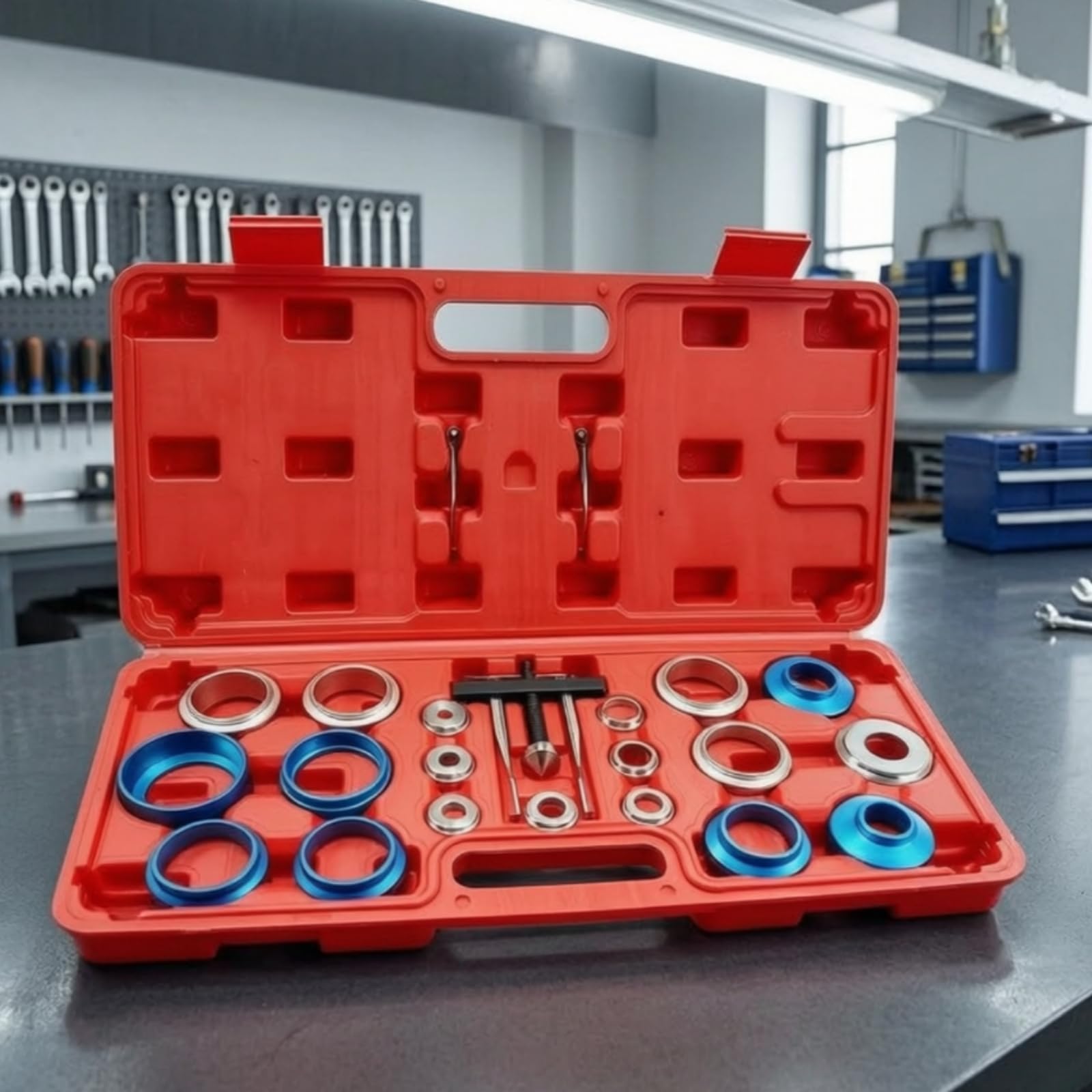 Extractor Retenes Aceite Compacto | Anillos Adaptadores Múltiples, Kit Herramientas para Sellos Motor, Universal, Herramienta, Taller Mecánico