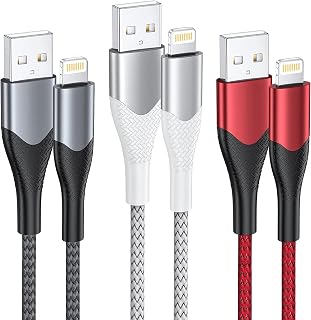 iPhone Charger Cable,Lightning Cable 6FT 3Pack Fast iPhone Charging Cables Nylon Braided iPhone Cord for iPhone 14 13 11 Pro Max XR XS SE 2020 iPad Air