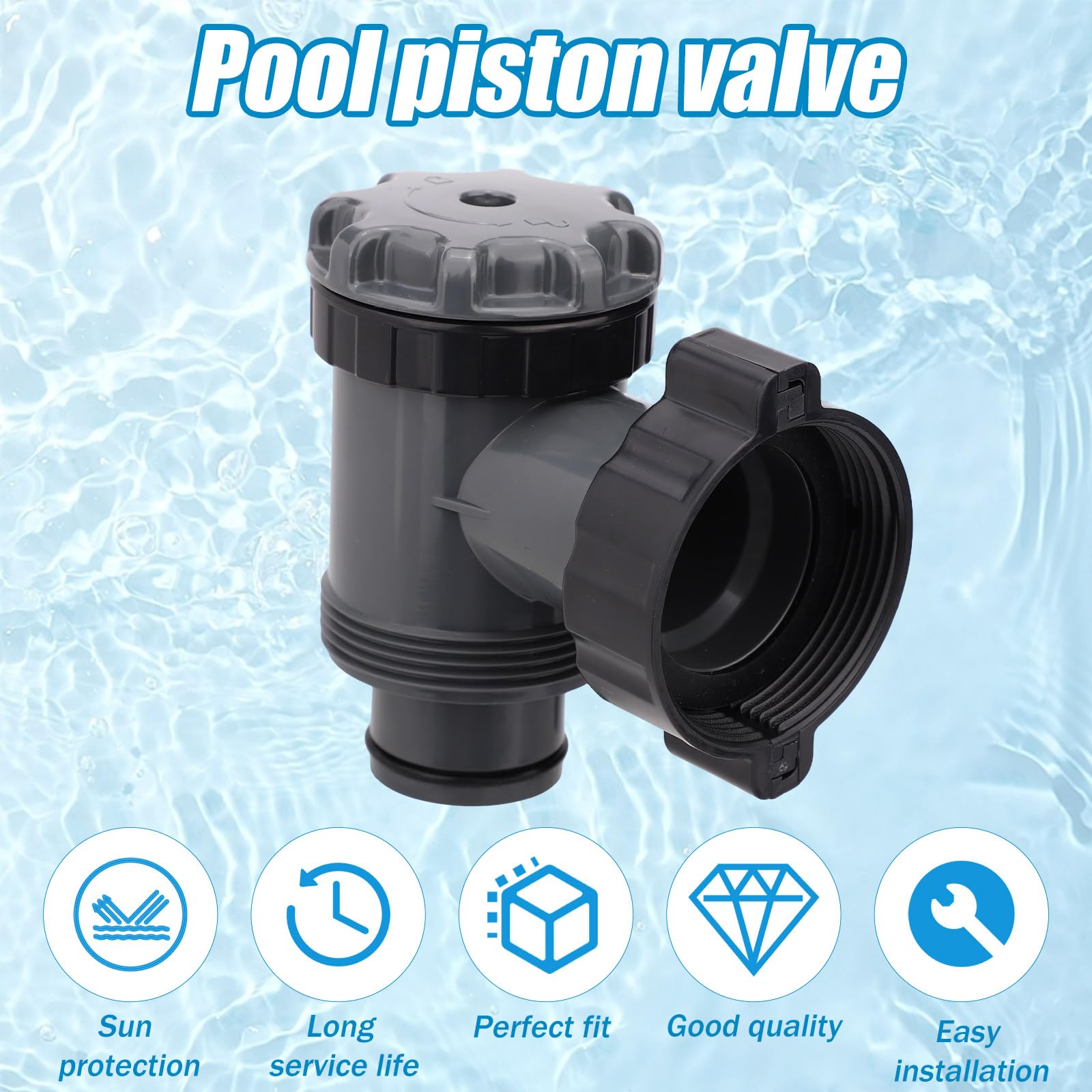 Válvula Émbolo Recambio para Piscina Compatible con Intex, Pieza Recambio de Válvula ABS Negra Compatible con Bombas de Filtro 1500/2500/4000 GPH