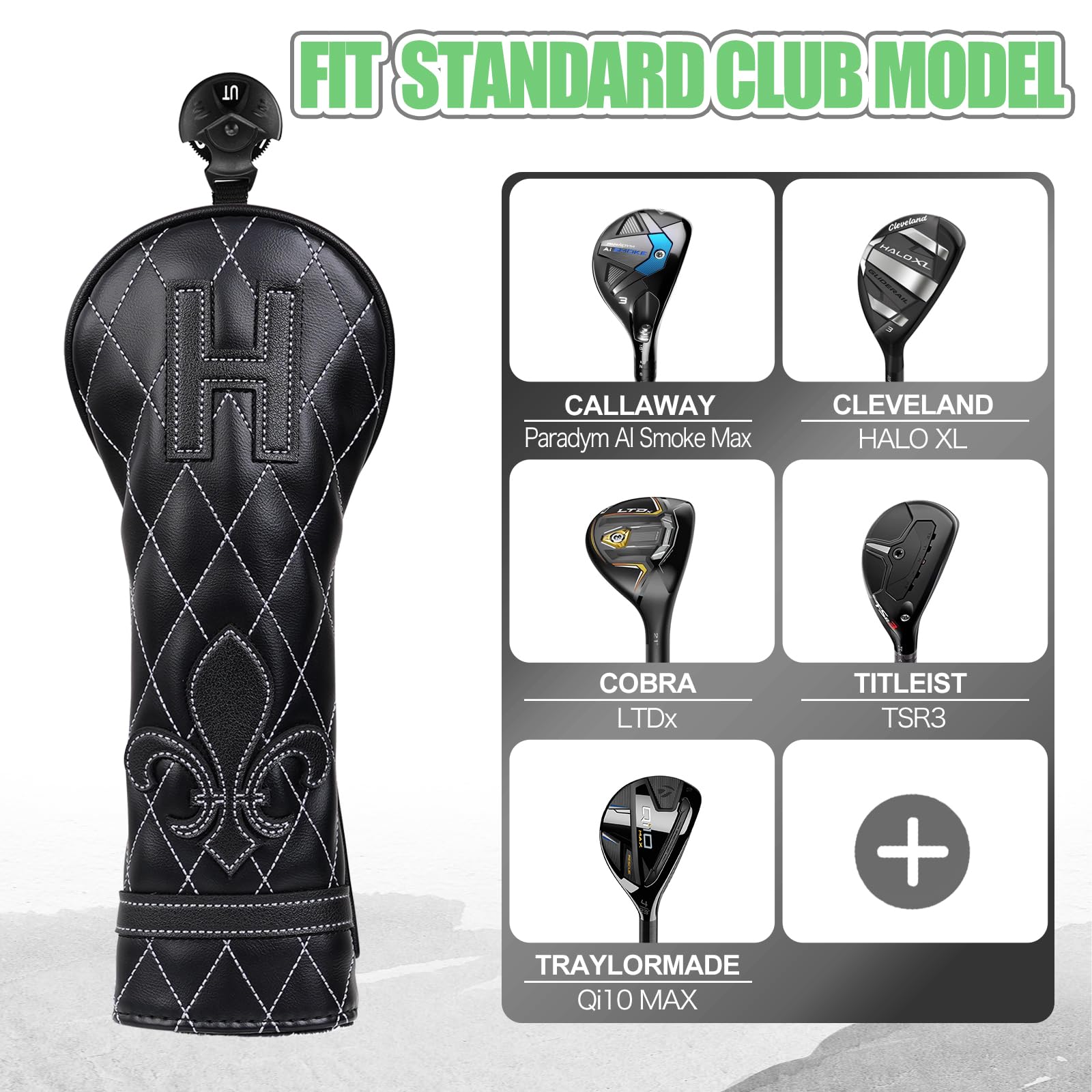 Fundas para cabeza de palo de golf de madera para conductor/Fairway/híbrido/hierro/1FH negro de piel sintética con patrón de iris