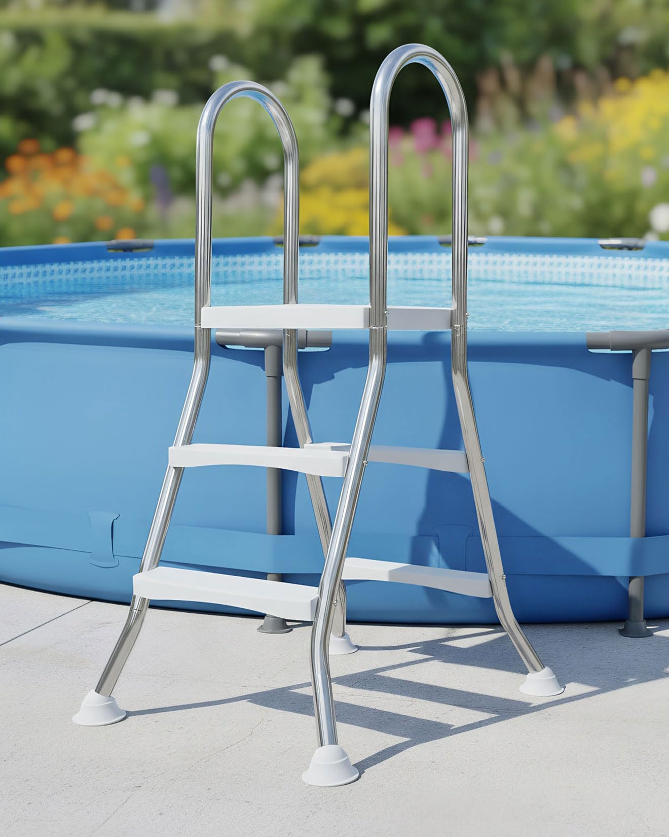 Aiboty One Color 2 Step Pool Ladder For Above Ground Up To 33"/85 Cm Swimming Pool Wall Height, Heavy Duty Pool Ladder 550 Lb Capacity,85Cm