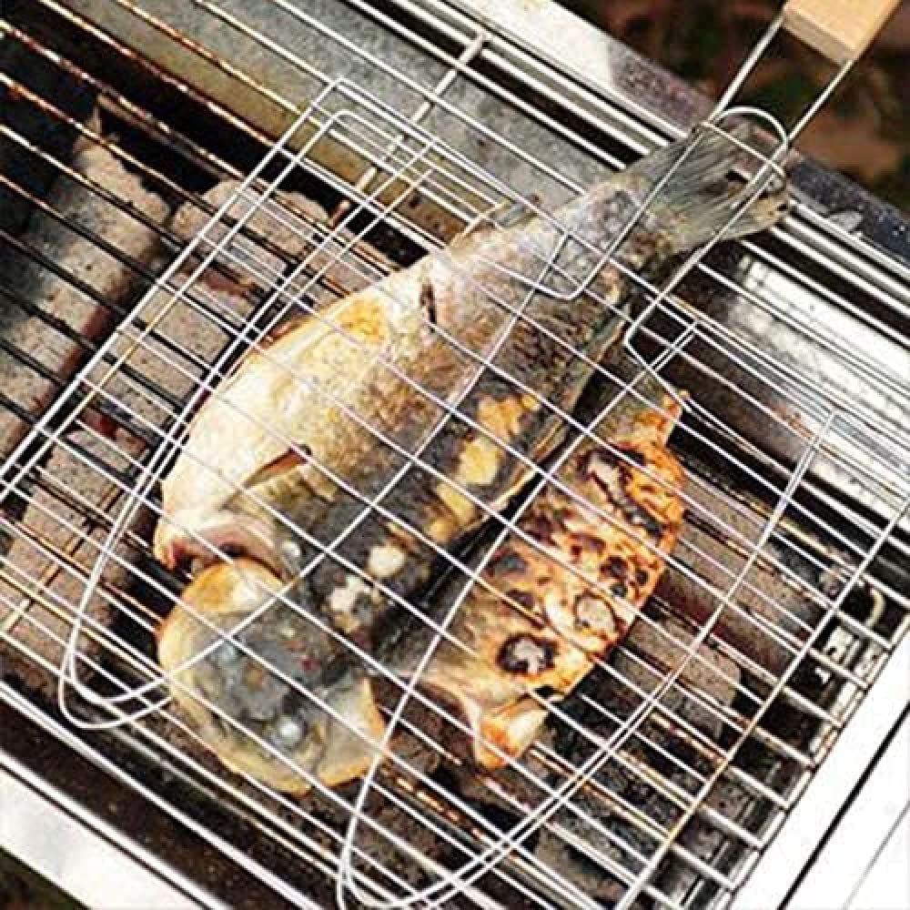 BBQ Grillrooster | Gardalux  Vis, RVS, Houten Handvat, 3 Stuks Yl7900210 K170103181 M3 Big