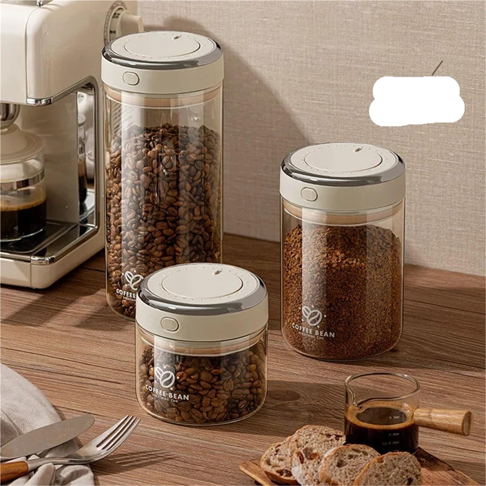 Vakuumversiegelte Kaffeebohnen-Aufbewahrungsdosen mit Ventil, feuchtigkeitsbeständiger, luftdichter Behälter for Getreide, Snacks, Zucker Kaffeebohnen-Aufbewahrung(1100ml)