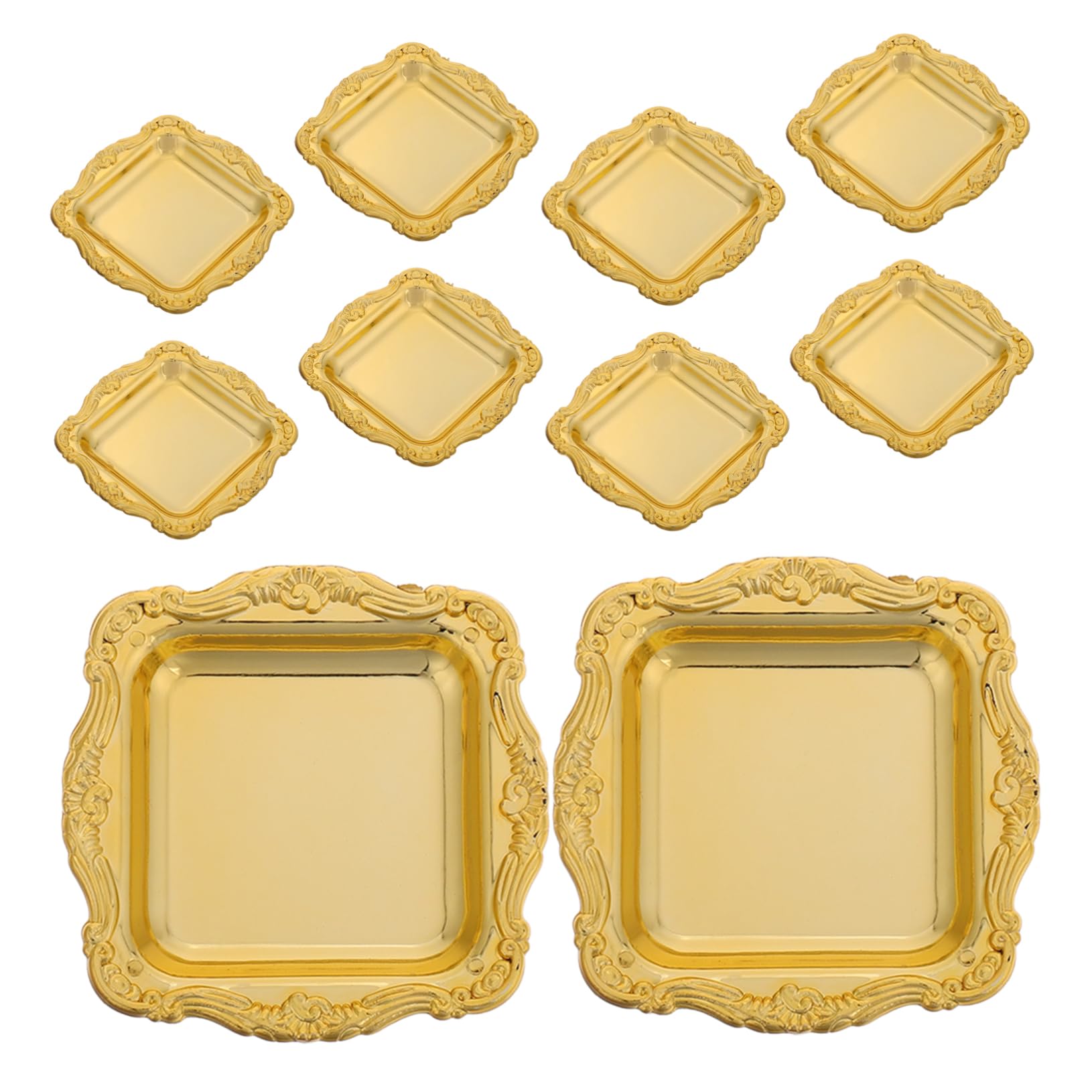 SOLUSTRE 10Pcs Elegant Baroque Tray Mini Cake Candy Dessert Plates for Weddings Showers and Parties for Display Photography Luxurious Serving Trays