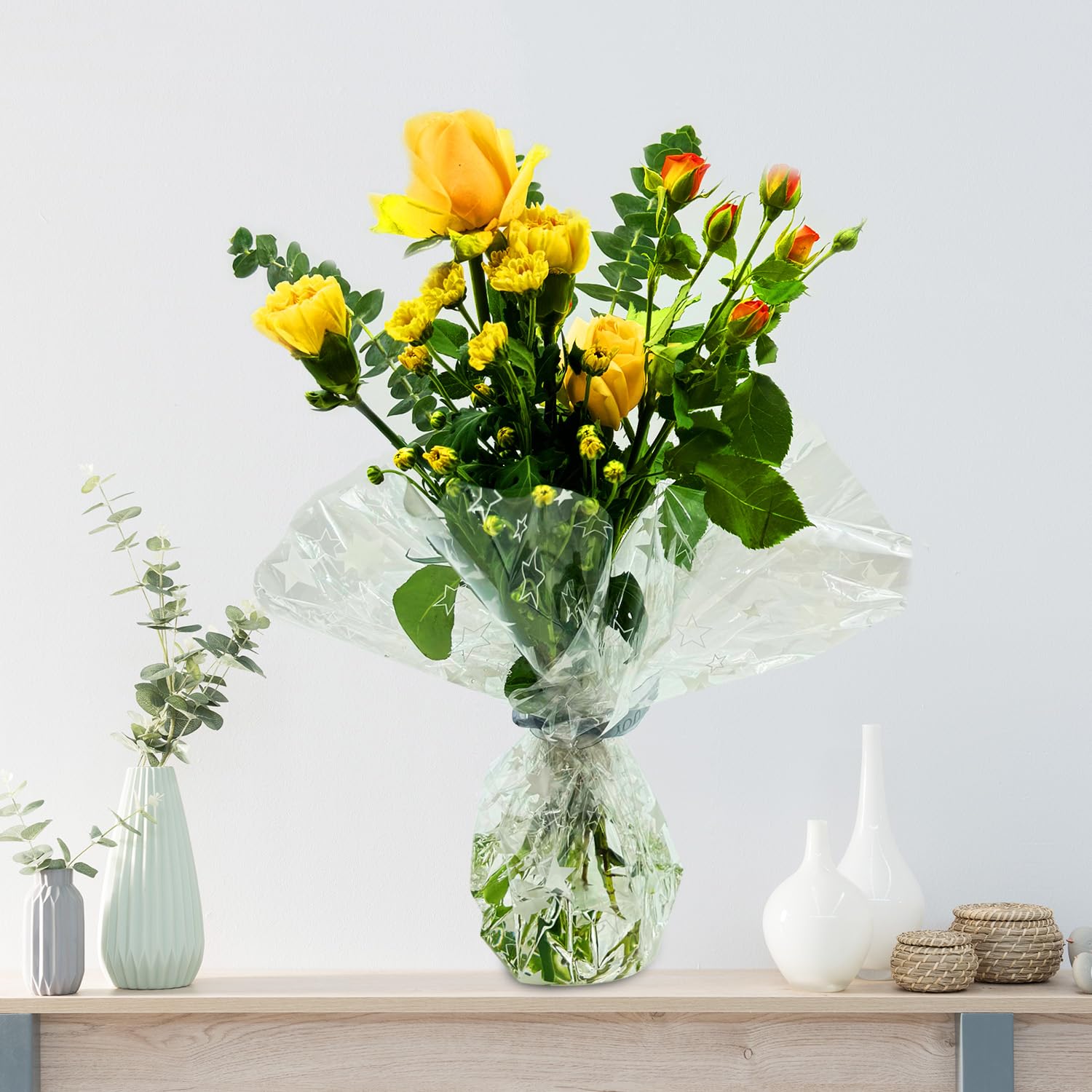 Bobina Cellophane Con Stampa Fiori Rossi (1 Pz -120m X 80cm - Foto 12