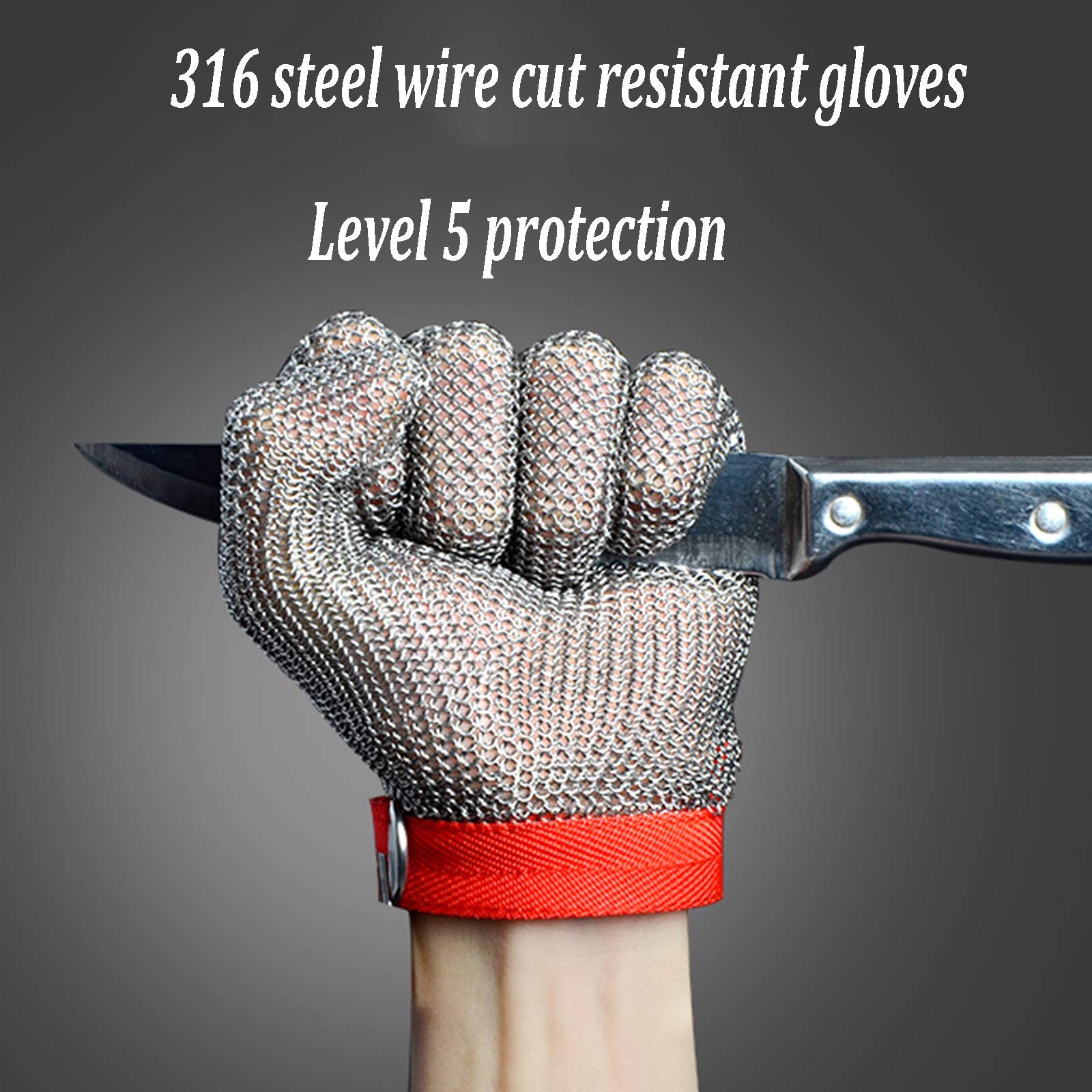Guantes Anticortes, Guantes Resistentes a Cortes de Acero 316, Guantes de Trabajo de Seguridad de Nivel 5, protección para Dedos en Herramientas de Cocina o industriales, 5 tamaños