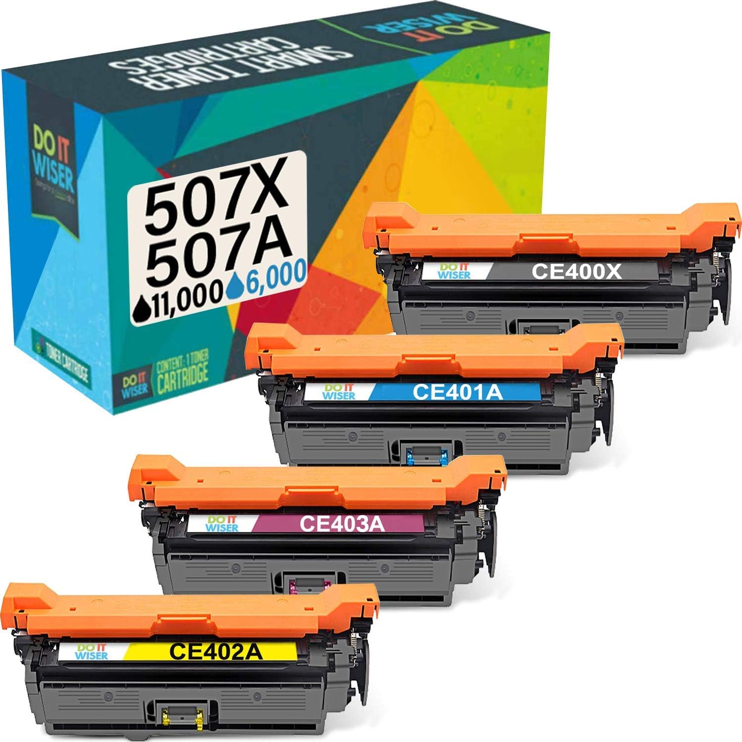 Do it Wiser Remanufactured Toner Cartridge Replacement for HP 507X 507A CE400X CE400A - HP Laserjet Enterprise M551n M551dn M551xh M570dw M570dn M575c M575dn Printer (Black Cyan Magenta Yellow 4Pack)