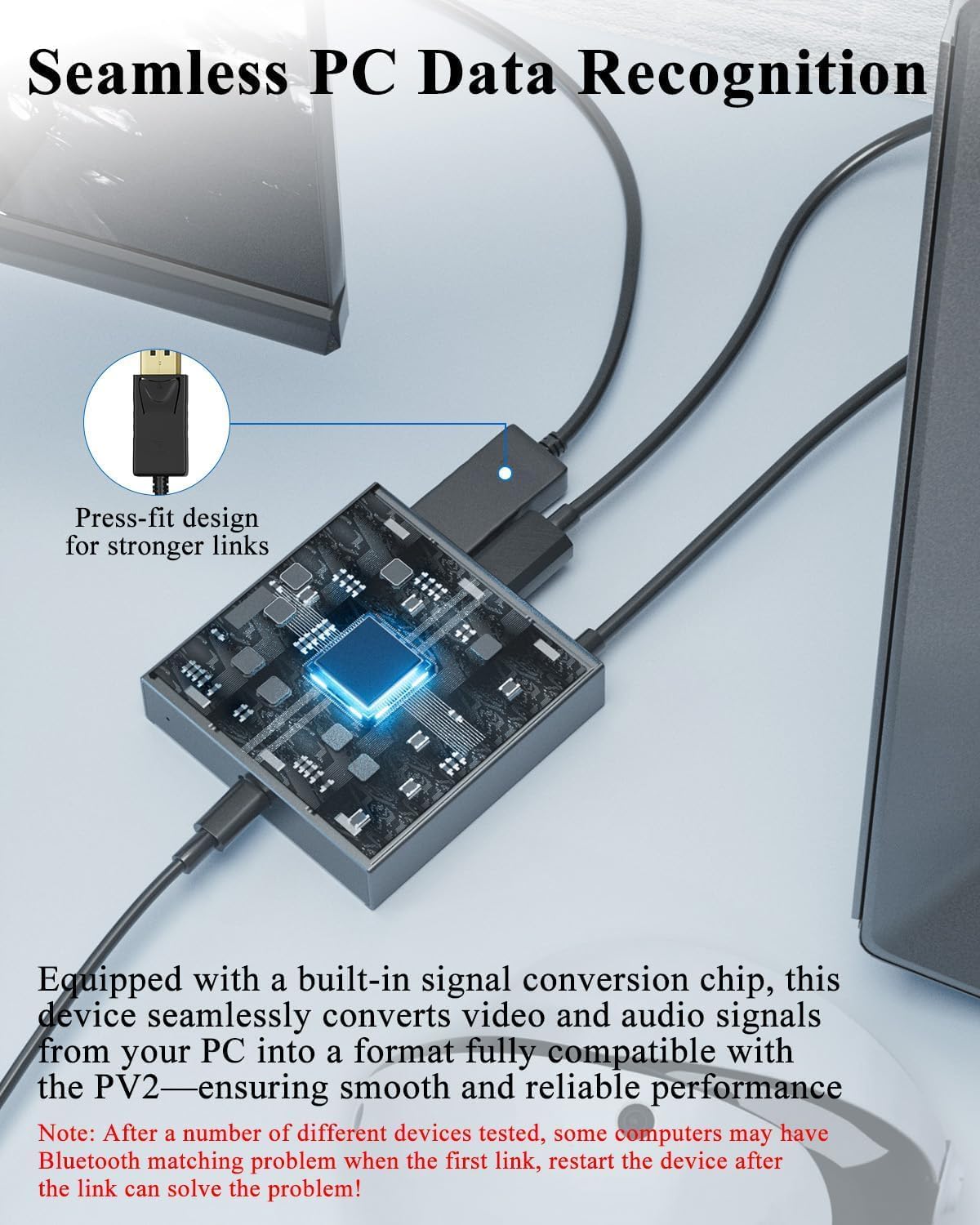 Adattatore PC per cuffie VR2: collega PV2 a PC Windows per SteamVR, conversione stabile del segnale