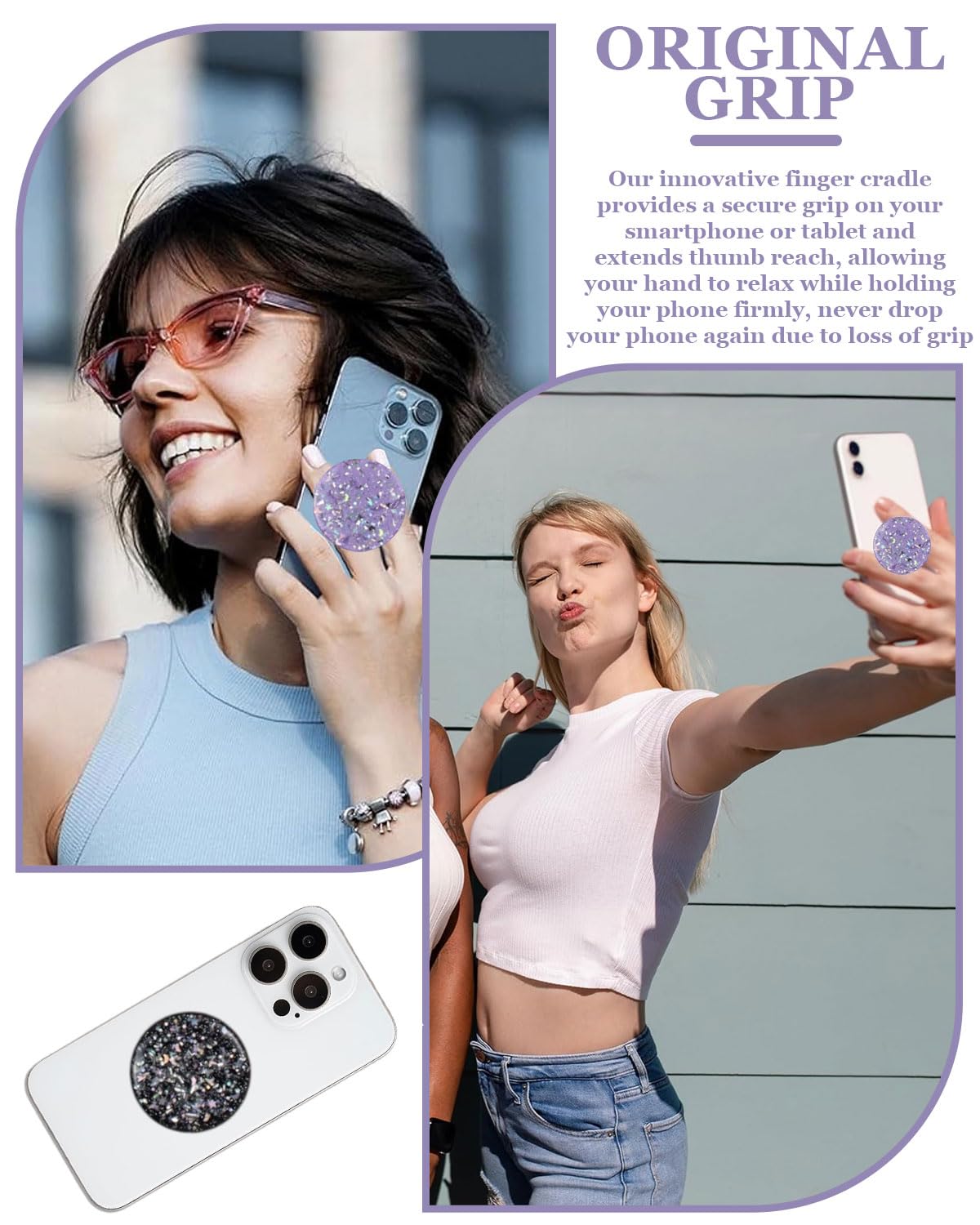 6 Pezzi impugnatura smartphone,Supporto Impugnatura Telefoni Magnetico, Impugnatura Smartphone, Cellular Grip per Cellulare Cuore, Base Estensibili Accessori per Hands Free,Scalabile