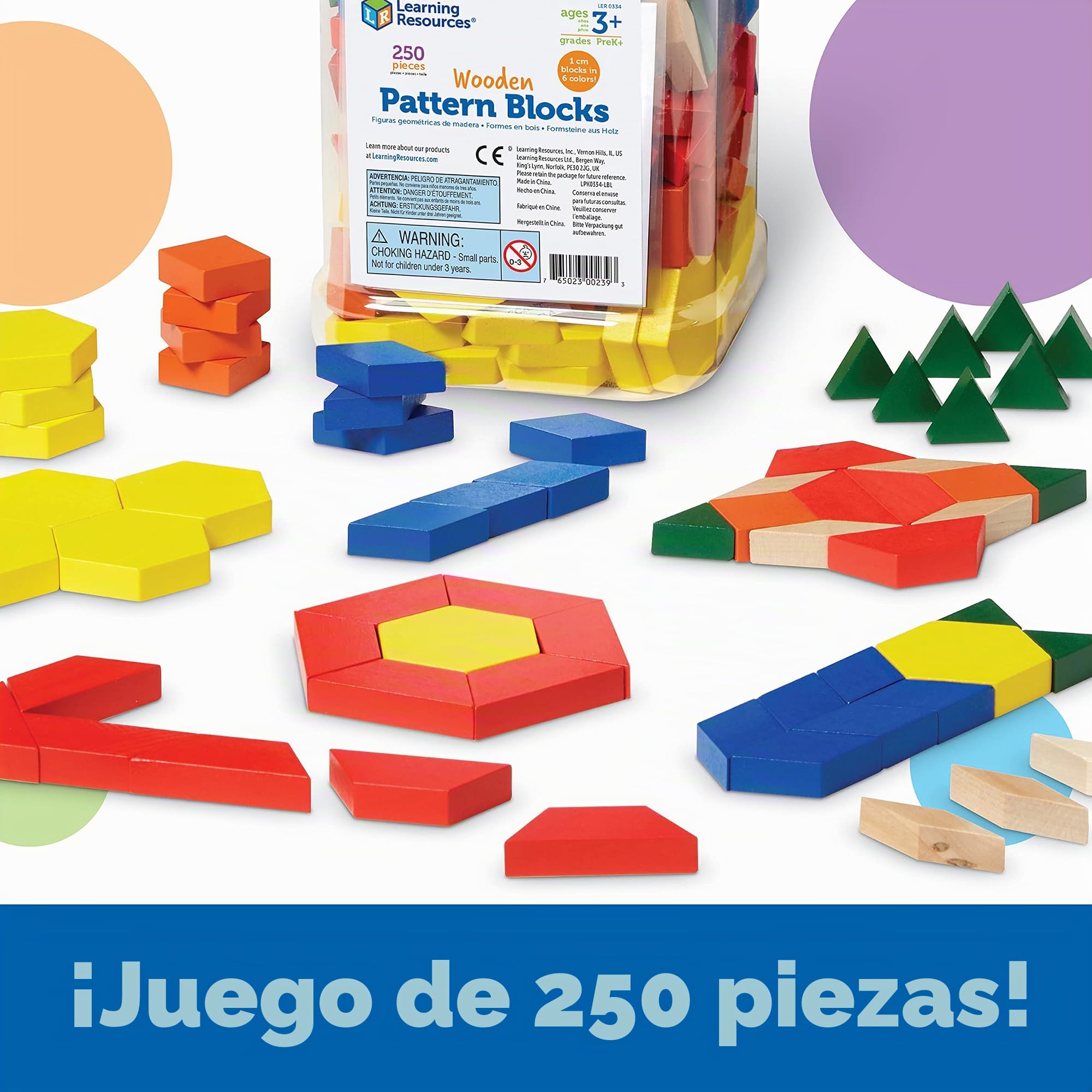 Learning Resources Bloques geométricos de Madera de 1cm (Juego de 250).