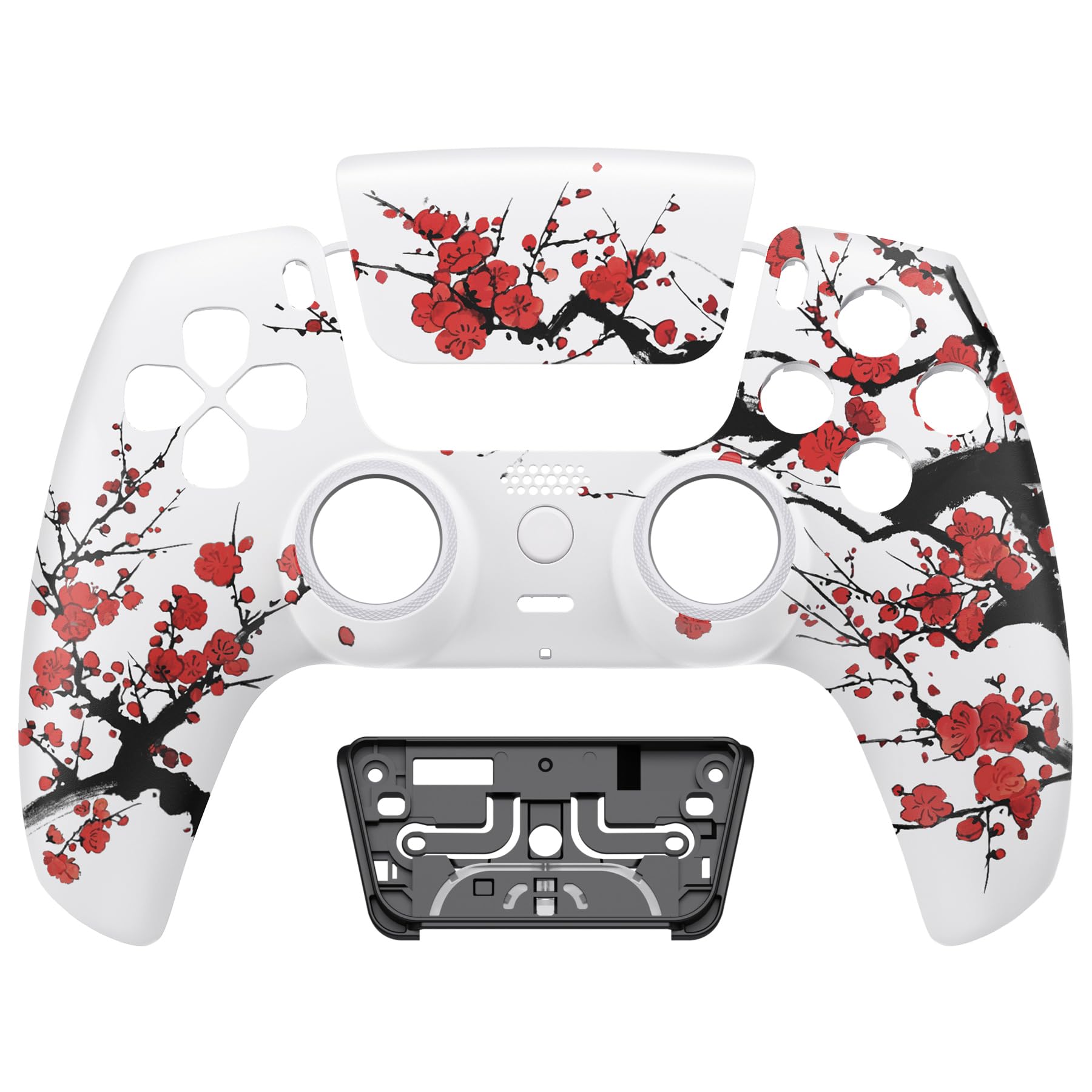 eXtremeRate Luna Cover per ps5 Controller Joystick,Shell Frontale Touchpad Ricambio,Scocca Ridisegnata&Anelli per ps5 Joypad BDM 010/020/030/040/050-Fioritura Invernale