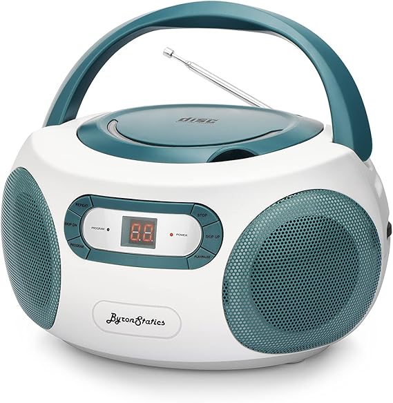 Byron Statics Portable CD Boombox with AM/FM Radio, Top