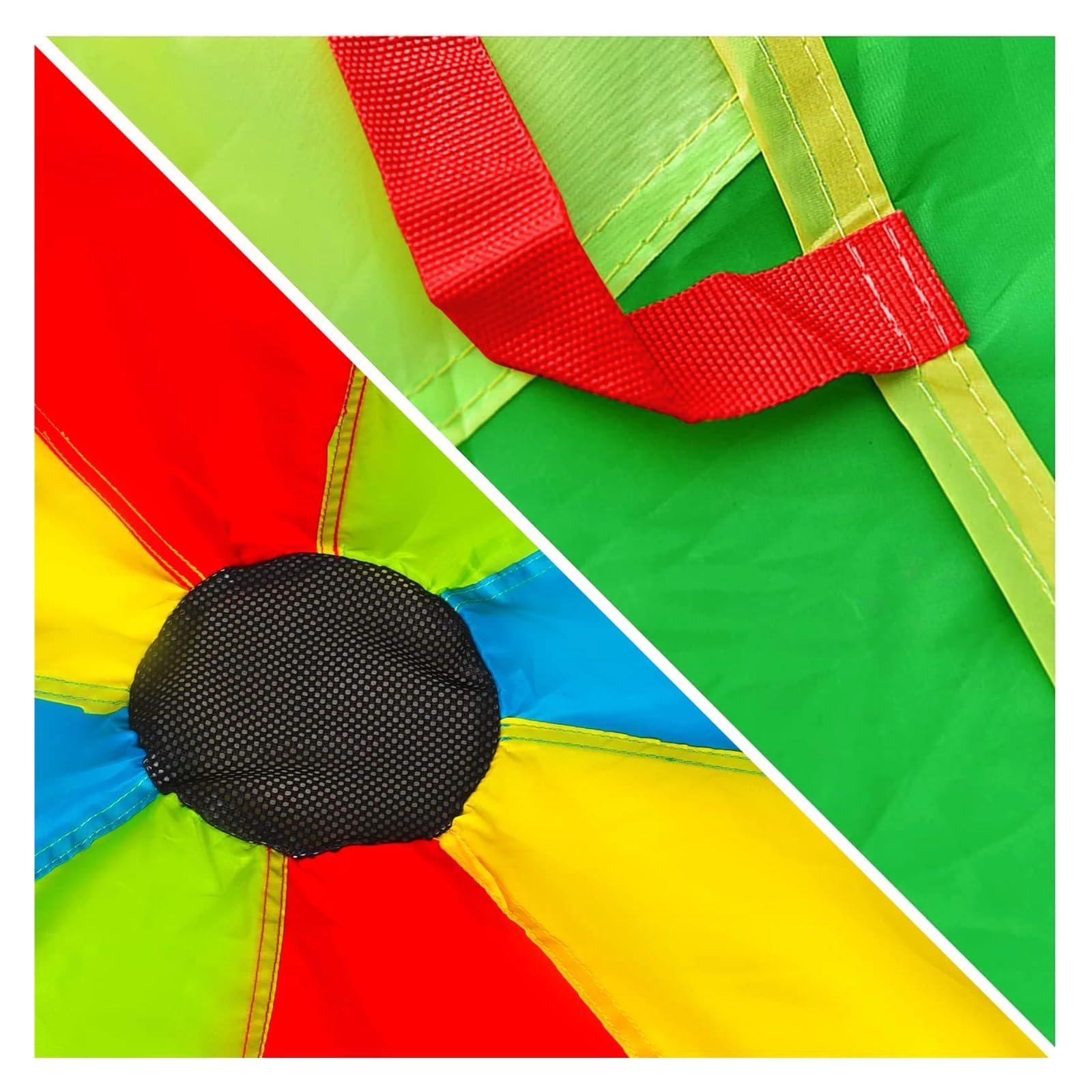 Bunt Fallschirm Spiel-Fallschirm, Mehrfarbig, Spiel-Fallschirm mit 8 Griffen for Indoor- und Outdoor-Gymnastik, Spielzeug, Spielaktivität