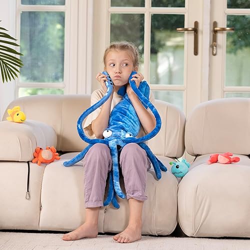 Vista 47 de Juego de 7 juguetes de peluche de dragón verde gigante de 21.7 pulgadas, animal de peluche con 4 bebés y 2 huevos, dinosaurios de peluche para niños