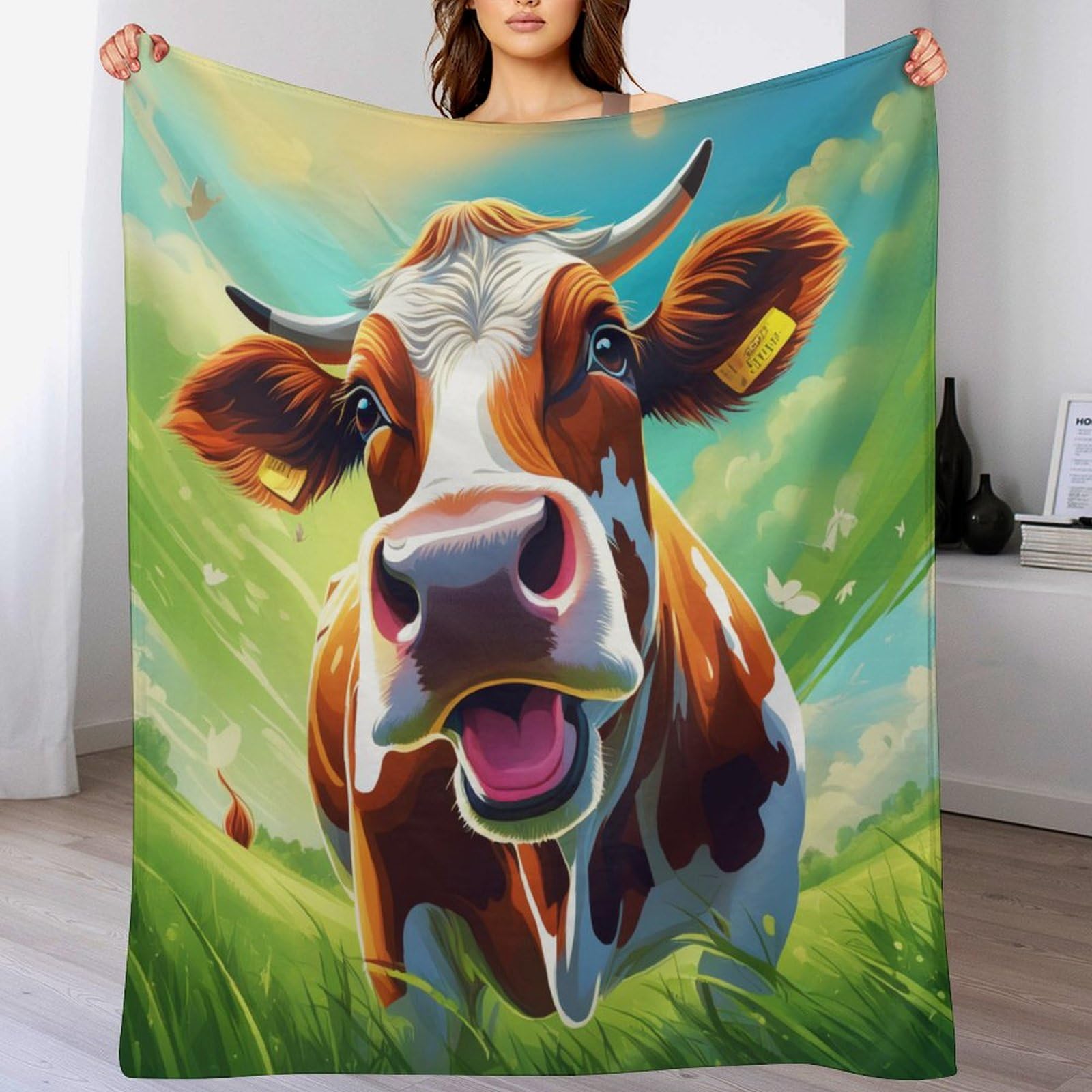 Couverture plaid animal vache douce, le cadeau idéal pour réchauffer vos proches en voyage