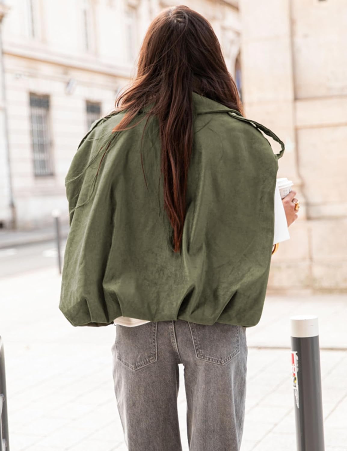 Women's Faux Suede Bomber Vest Casual Oversized Sleeveless Jacket Fall Spring Lapel Coat Trendy Streetwear - Image 4