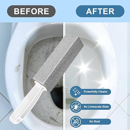 Miniatura 3 de Piedra pómez para inodoro con asa, paquete de 5 limpiadores de piedra pómez para inodoros, inodoros de agua dura, removedor de anillos para limpiar