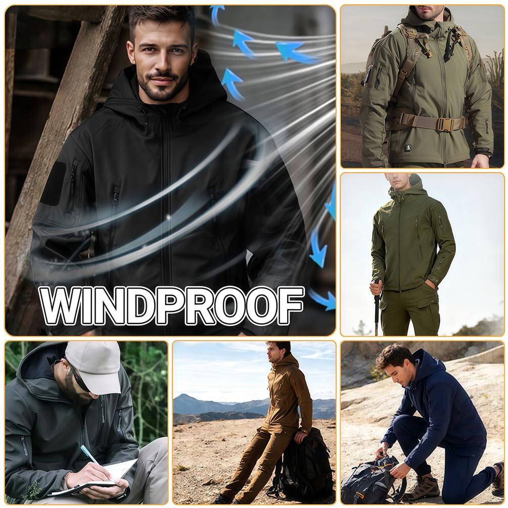 Trajes Nieve para Snowboard 2 Piezas, Chaqueta Softshell para Hombre, Traje Combate Indumentaria Militar, Traje Esquí para Exteriores, Conjunto Chaqueta Y PantalóN TáCtico