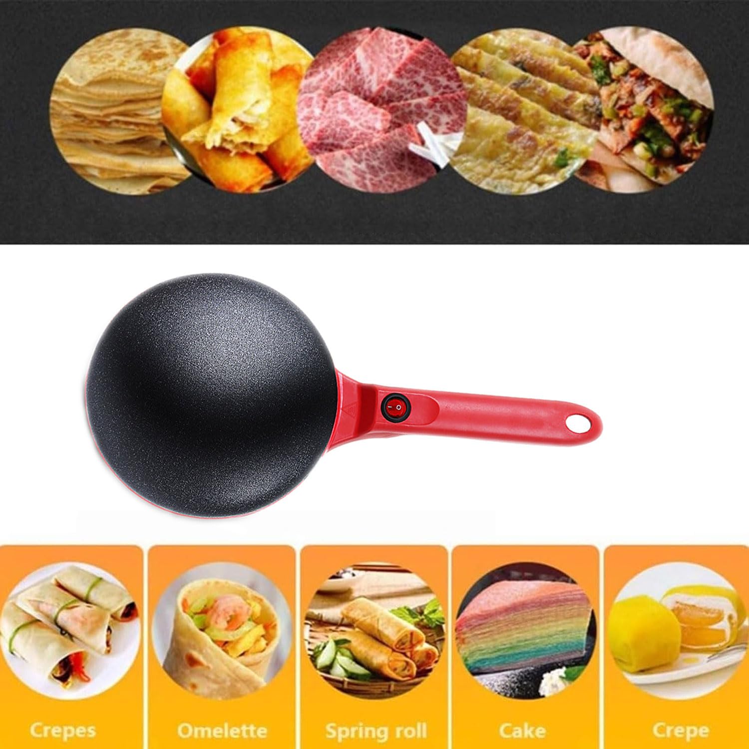 Crêpière Instantanée Portable De 8", Crêpières Électriques Antiadhésives, Chaleur Rapide En 15 Secondes, Avec Bol À Pâte Et Fouet À Œufs, MINI Machine À Crêpes À Pizza Domestique 600W