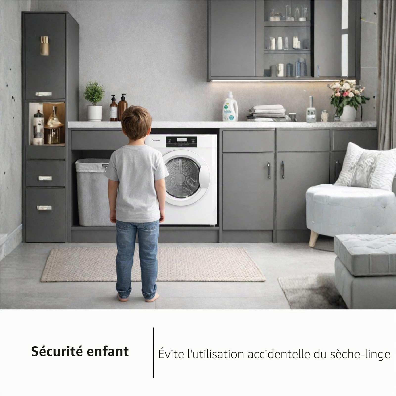 Corberó CSM320W Sèche-linge d'évacuation Charge avant, 3 kg, Évacuation, Affichage LED, Blanc, 5 programmes, séchage rapide 45 min, ouverture 180°, 65dB, Efficacité énergétique C