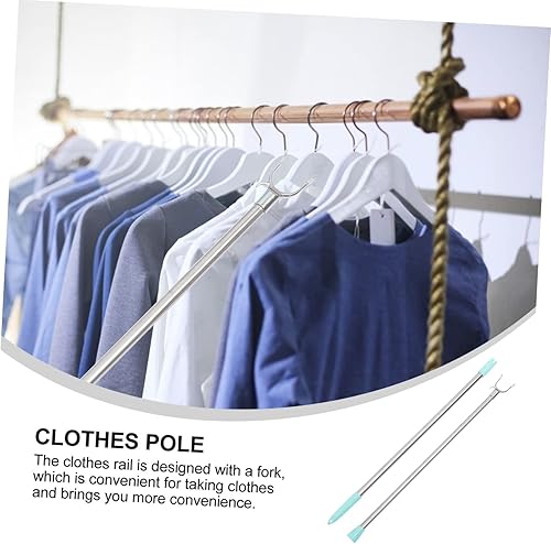 Miniatura 8 de Varilla telescópica de acero inoxidable para colgar ropa ropa que alcanza poste gancho varilla balcón uso en el hogar