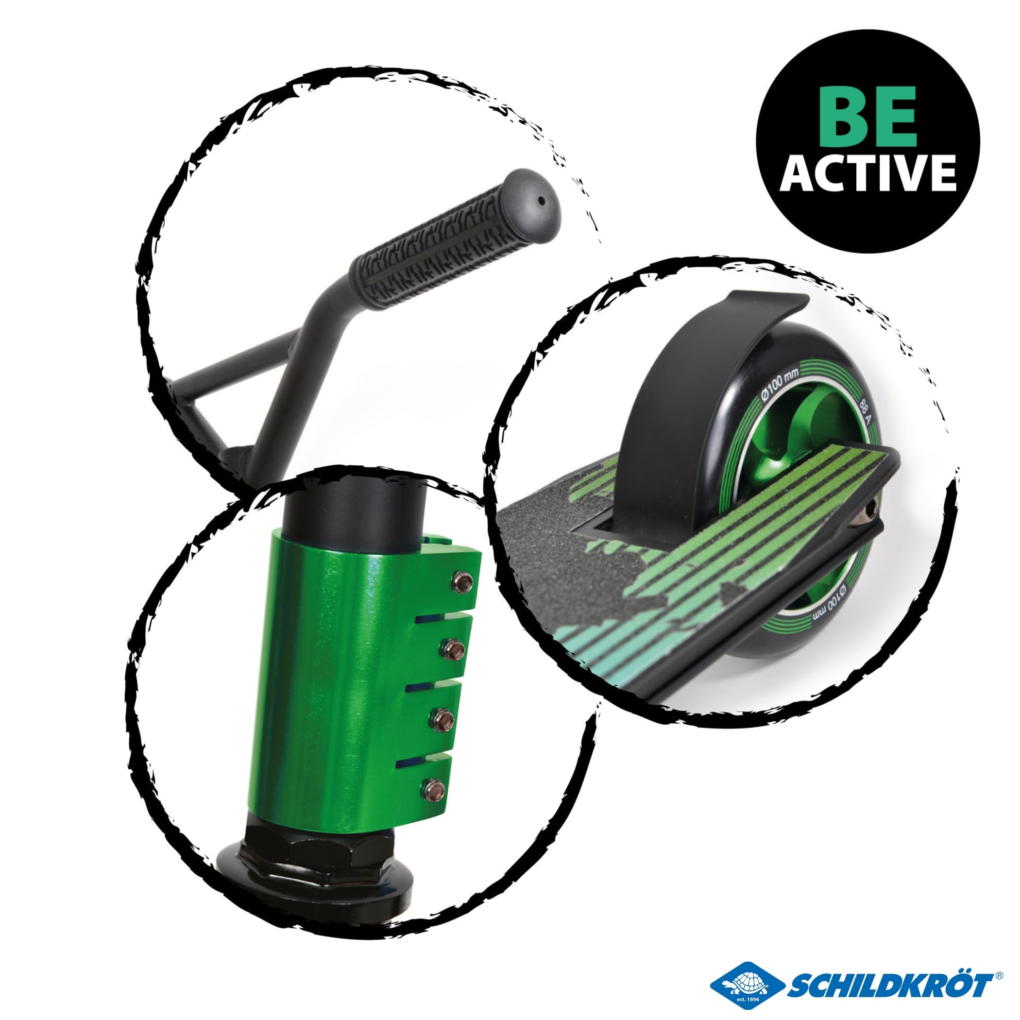Schildkröt Stunt Scooter Untwist, Trottinette Acrobatique avec Jante en Aluminium, Roues en PU de 100 mm, pour de Grands Tours et Cascades