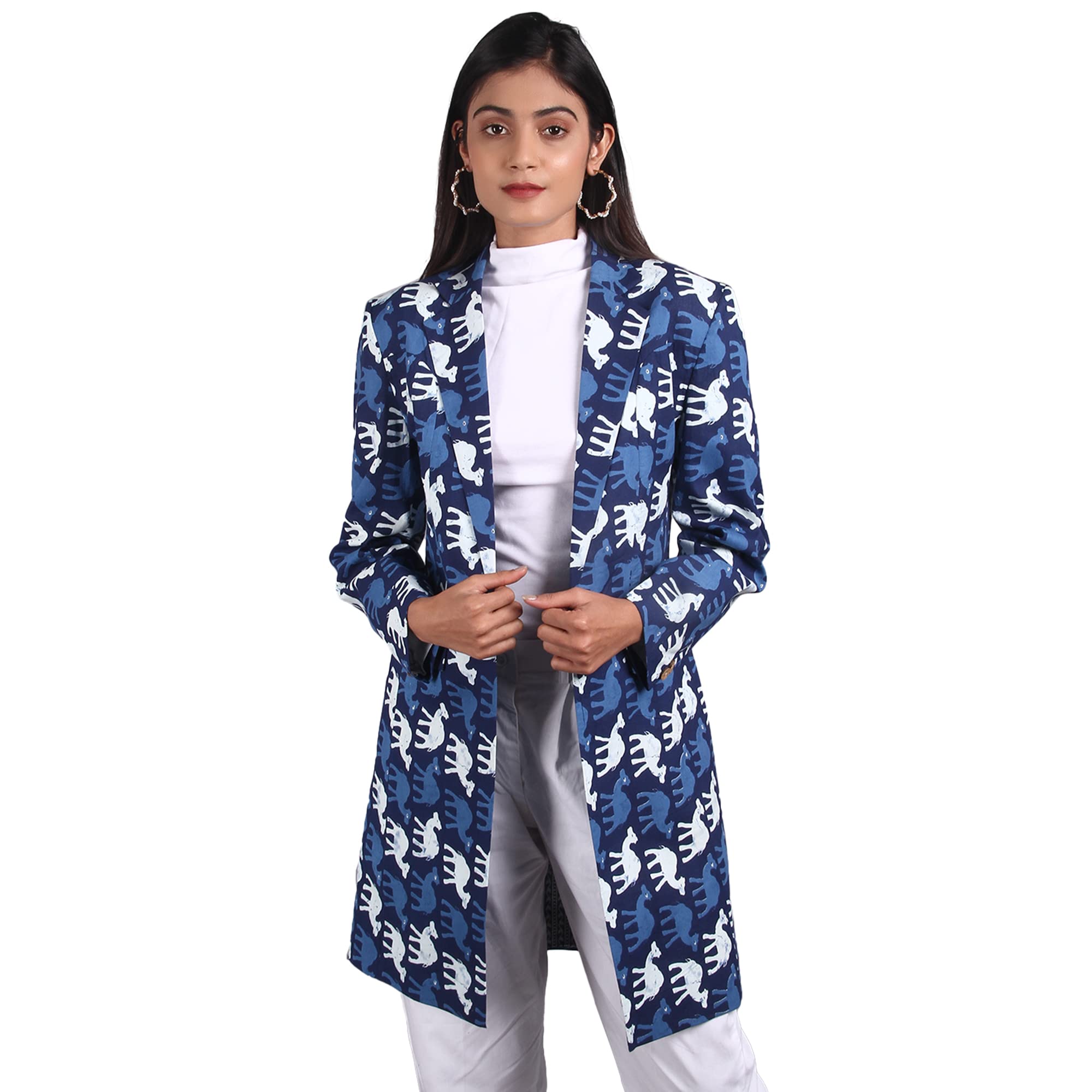 Women's Indigo Cotton Blazer-image-27