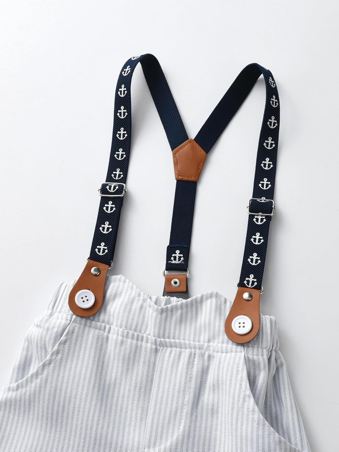 Baby Boys Gentleman Shorts Sets, Infant Outfits Suits, Shirt+Shorts+Bow Tie+Suspenders - Image 6