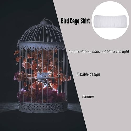 Miniatura 13 de Hakeeta Falda de jaula para pájaros, atrapa semillas de pájaros de malla, cubierta de red aireada, falda ventilada de nailon suave, atrapa semillas