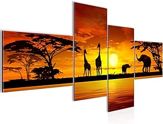Quadro XXL Africa Tramonto 200 x 100 cm Stampa D'Arte Murale Tela Non Tessuta Decorazione Soggiorno Camera Da Letto 000241a