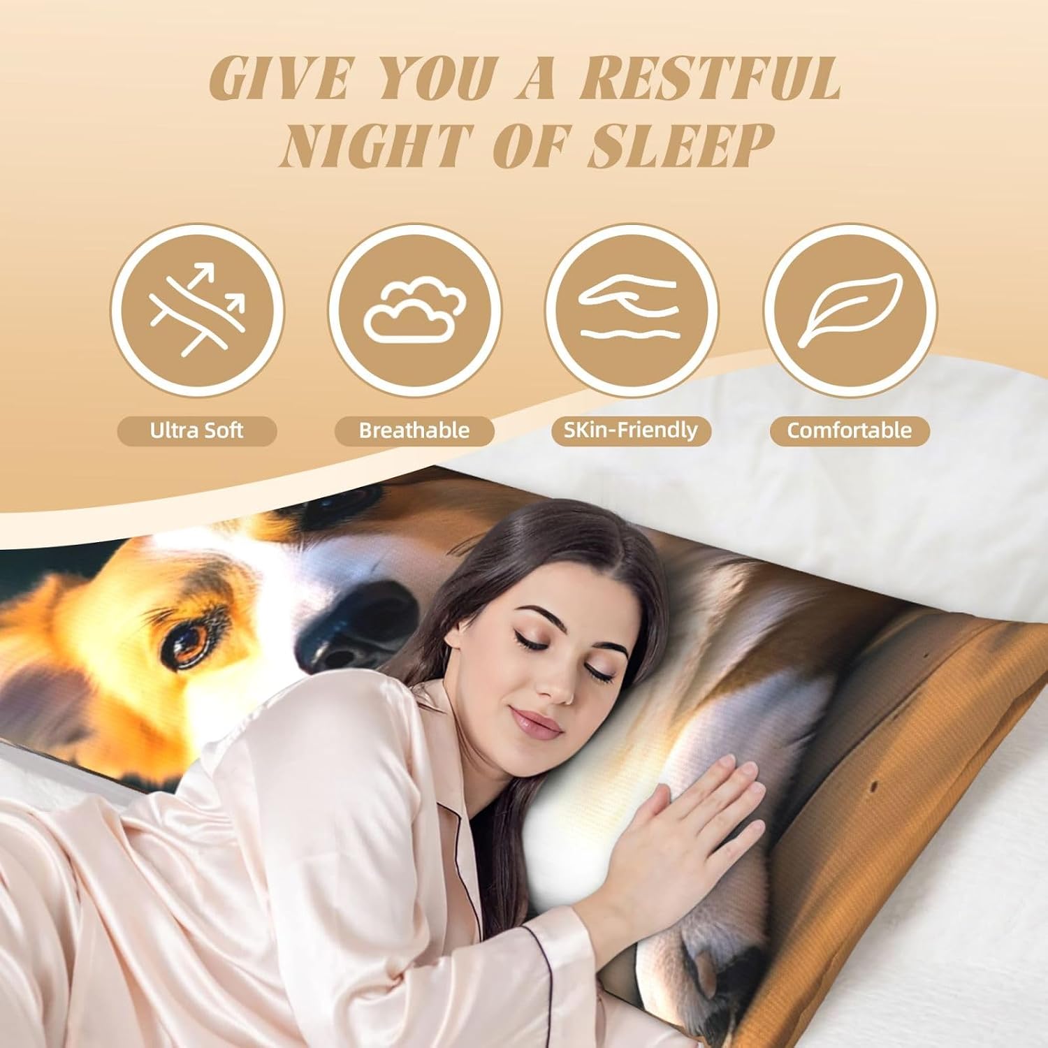 Smart Corgi Body Pillow Cover with Hidden Zipper 54"X20",Ultra Soft Microfiber Long Pillow Case Decorative Bedding Pillowcase Cushion Cover Cases for Bedroom Couch Sofa,Home Gifts image 5
