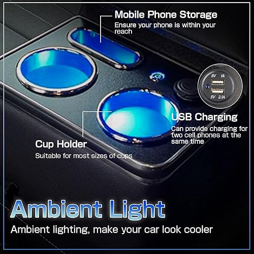Miniatura 2 de Organizador de consola central mejorado con soporte para tazas y soporte para teléfono para automóvil, camioneta y camión, cabina de suelo, asiento