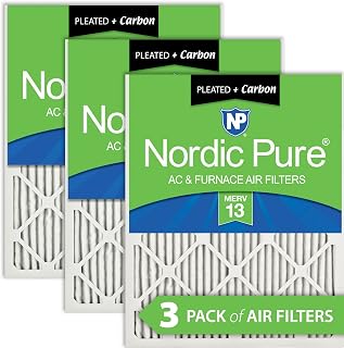 Nordic Pure 15x20x1 (14 1/2 x 19 1/2 x 3/4) Pleated Air Filters MERV 13 Plus Carbon 3 Pack