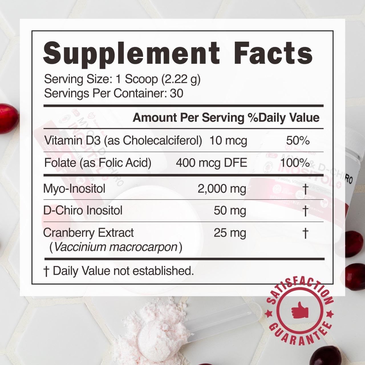 Myo Inositol & D-Chiro Inositol with Folate, Vitamin D & Cranberry — Amazon image 4