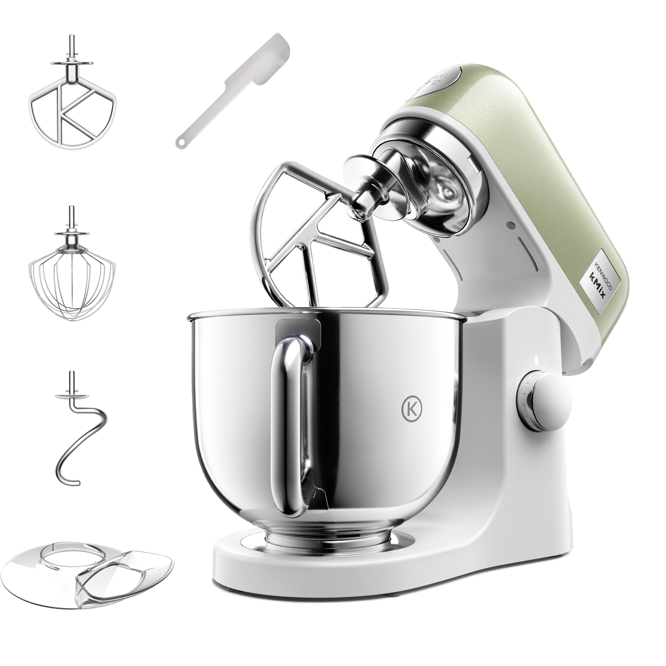 kenwood kMix - Batidora de pie ‎KMX760AGR para hornear, elegante batidora de cocina con batidor K, gancho de masa y batidor, cuenco de acero inoxidable de 5 L, protector contra salpicaduras extraíble