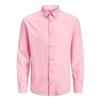 Jjesummer Linen Blend Shirt L/S SN, Prism Pink