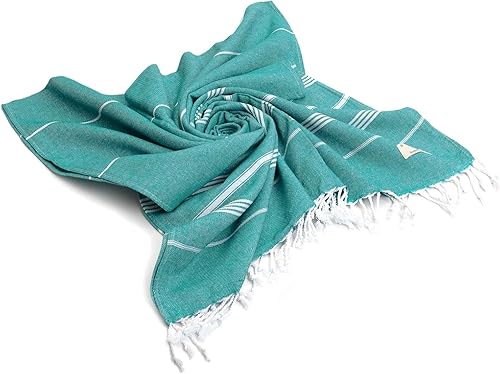 Miniatura 6 de SMYRNA TURKISH COTTON Classical Series - Toalla de playa turca original, prelavada, 37 x 71 pulgadas, toalla de baño peshtemal y turca para spa,